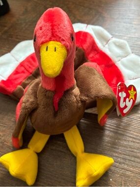 Misprinted? Ty Plush Turkey with Red, Brown, Yellow, White Accents